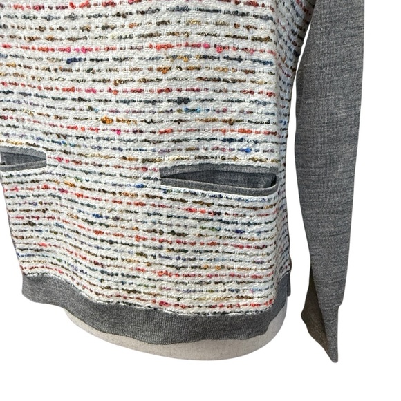 J. Crew Tweed Front Crew NeckKnit Sweater. Gray Multi Size Small #1760 - Picture 4 of 7